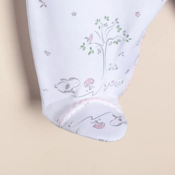 Enterito de algodón pima estampado (origen PERU) abierto adelante con pie Amis