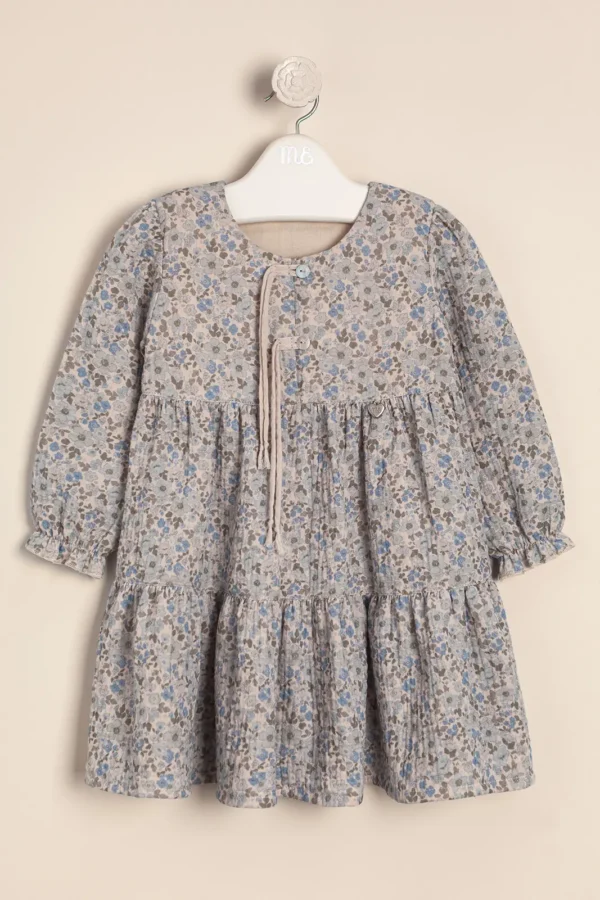 Vestido de gasa doble estampado exclusivo Carmela