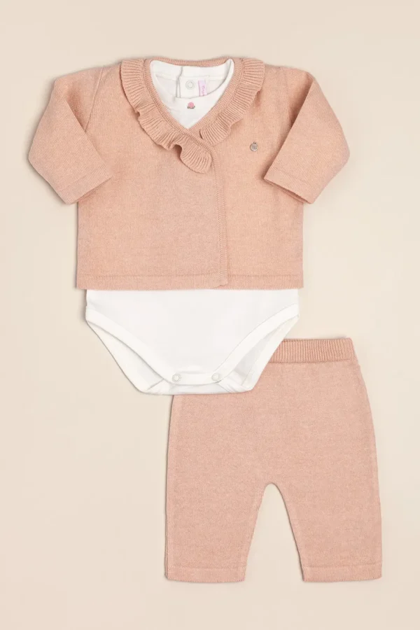 Conjunto de body de algodón Pima bordado con saco cruzado y pantalon Any