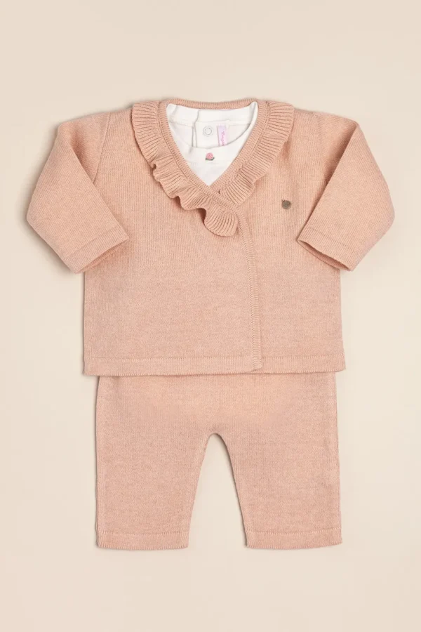 Conjunto de body de algodón Pima bordado con saco cruzado y pantalon Any