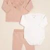 Conjunto de body de algodón Pima bordado con saco cruzado y pantalon Any