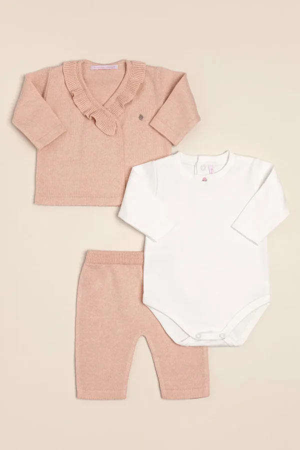 Conjunto de body de algodón Pima bordado con saco cruzado y pantalon Any