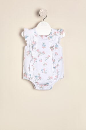 Body de algodón con voladitos en la delantera estampado exclusivo Ramitos