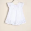 Body vestido de algodón combinado con broderie de algodón y dije de nacar Anto