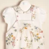Conjunto de body de algodón con jardinero en poplin de algodón estampado exclusivo Anna
