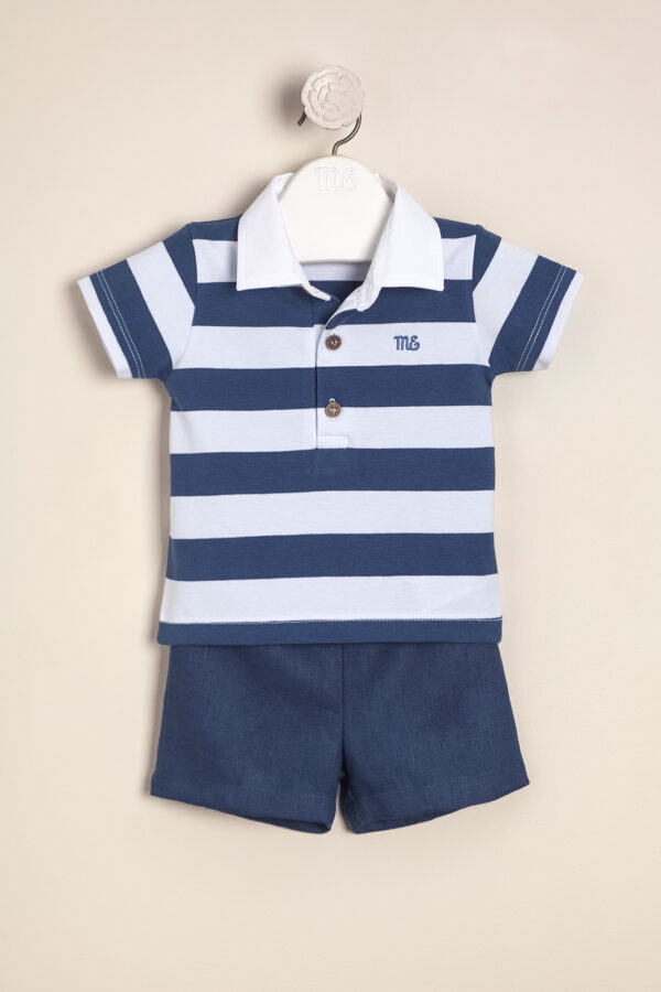 Conjunto de algodón rayado con cuello polo y logo bordado Ciro