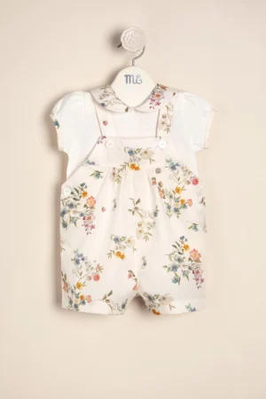 Conjunto de body de algodón con jardinero en poplin de algodón estampado exclusivo Anna