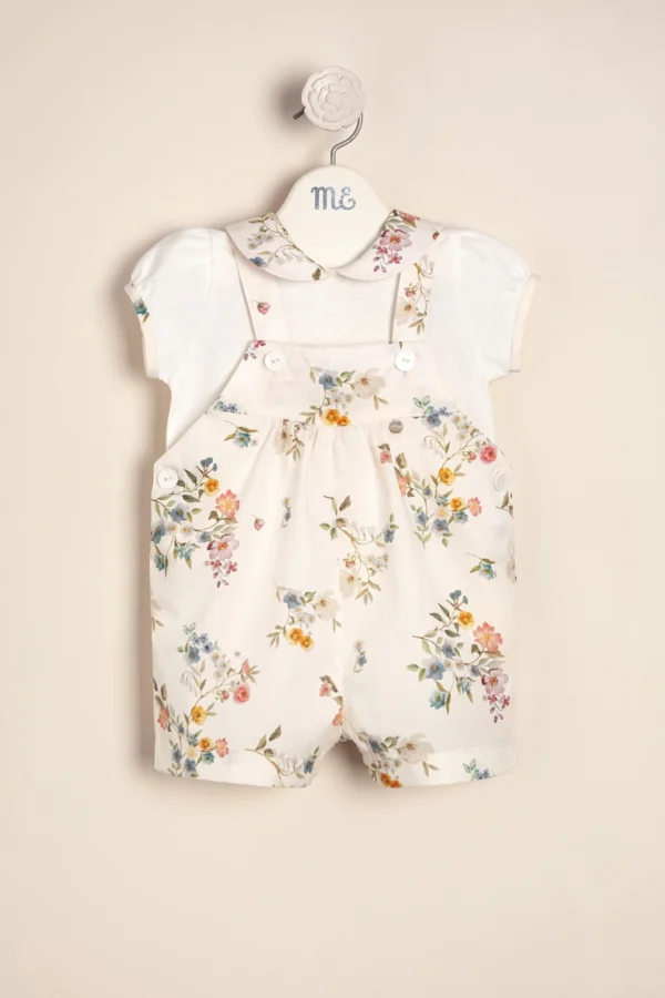 Conjunto de body de algodón con jardinero en poplin de algodón estampado exclusivo Anna