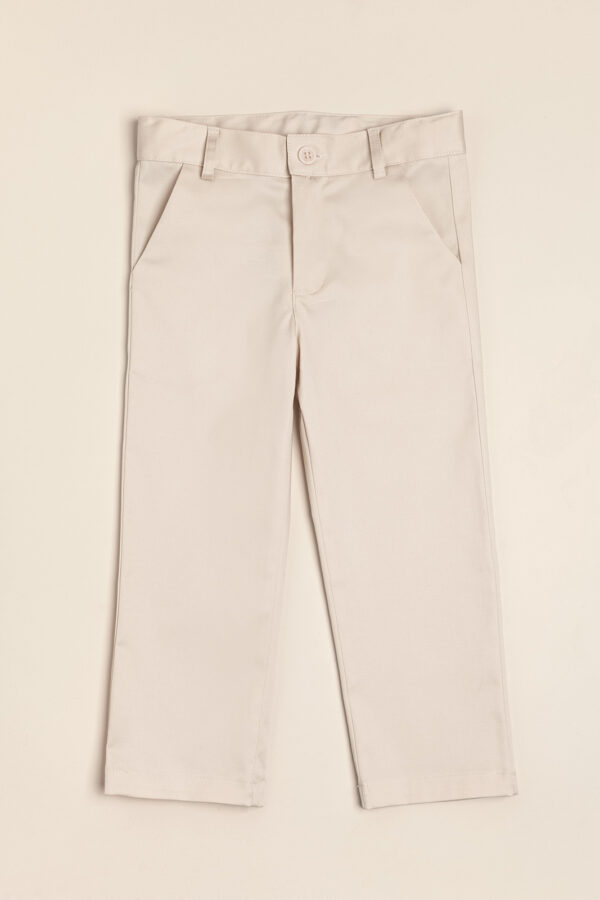 Pantalón de gabardina con cierre, cintura ajustable y bolsillo trasero