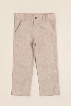 Pantalón de lino con cierre, cintura ajustable y bolsillo trasero