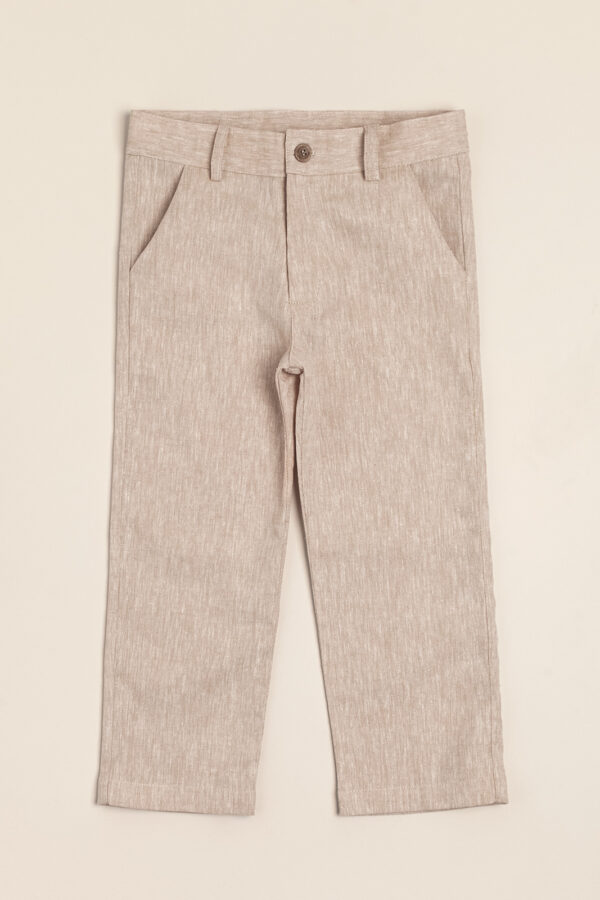 Pantalón de lino con cierre, cintura ajustable y bolsillo trasero
