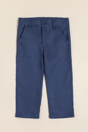 Pantalon de lino con cierre, cintura ajustable y bolsillo trasero