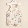 Conjunto de body de algodón con jardinero en poplin de algodón estampado exclusivo Anna