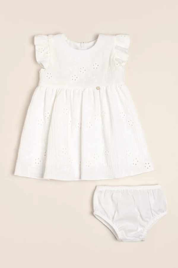 Vestido de gasa de algodón doble bordada Amore