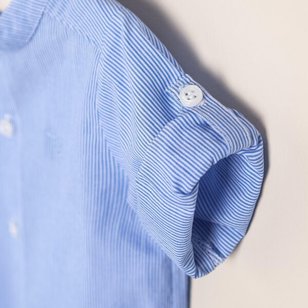 Body camisa con cuello mao rayado finito de cloque y logo bordado Agus