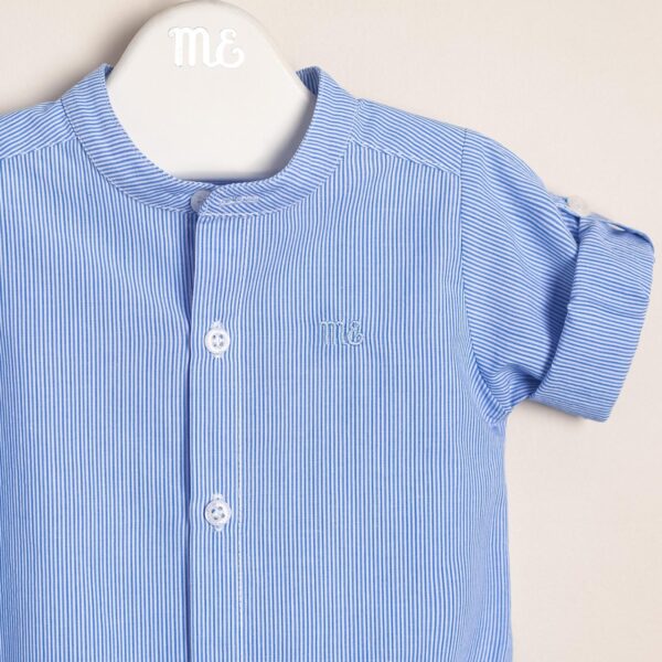 Body camisa con cuello mao rayado finito de cloque y logo bordado Agus