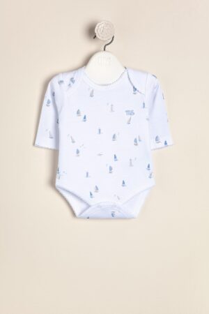 Body americano de algodón Pima estampado Onda Blu (origen Peru)