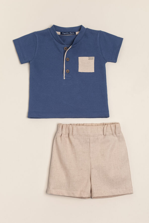Conjunto de remera en pique de algodón con bermuda de lino Vito