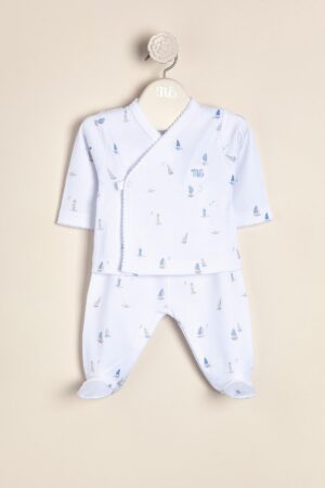 Conjunto batita y ranita pima peruano estampado Onda Blu (origen Peru)