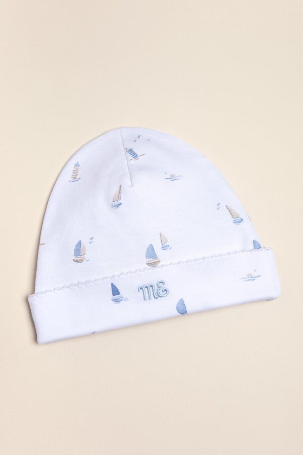 Gorrito de algodón Pima estampado Onda Blu (origen Peru)