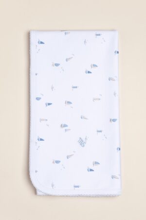 Manta de algodón Pima estampado Onda Blu (origen Peru)