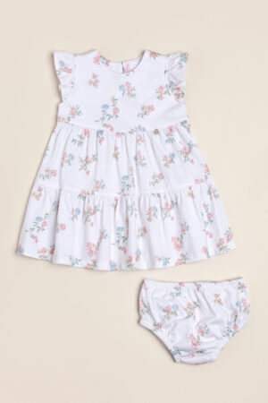 Vestido / solero de algodón estampado exclusivo Ramitos (incluye bombacha)