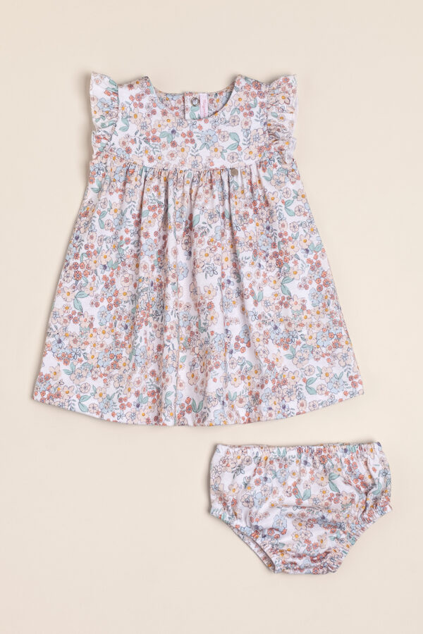 Vestido de algodón estampado exclusivo liberty Le Marais (incluye bombacha)