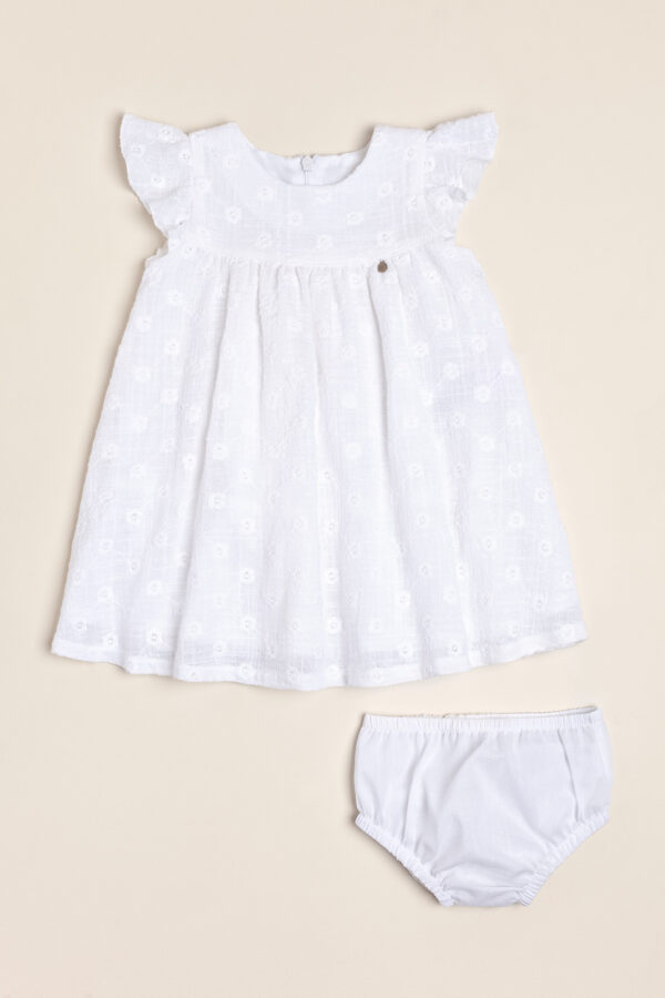 Vestido de gasa de algodón bordada Anat (incluye bombacha)