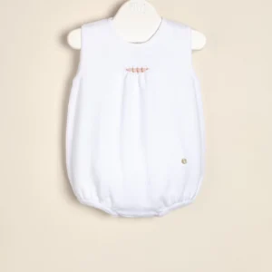 Enterito de algodón bordado a mano con detalle de frunce en las piernas Juillet