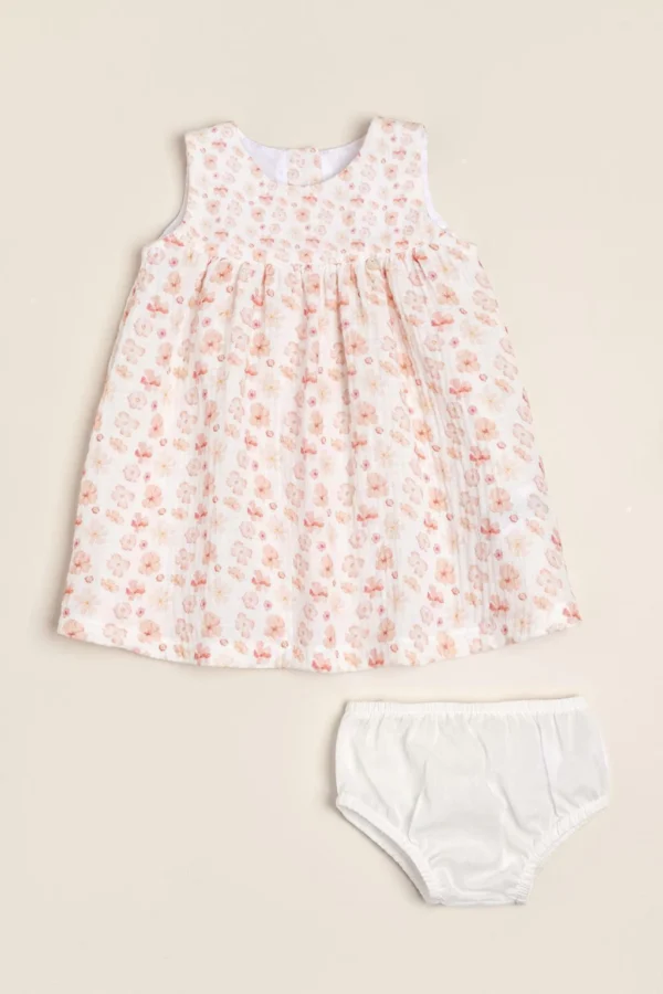 Vestido de gasa doble de algodón estampado exclusivo Corine