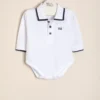 Body polito de algodón con cuello y puños tejidos