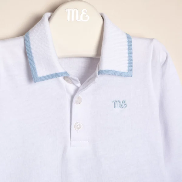 Body polito de algodón con cuello y puños tejidos