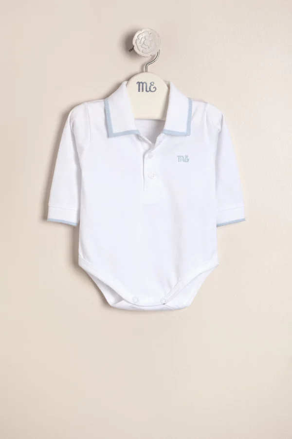 Body polito de algodón con cuello y puños tejidos