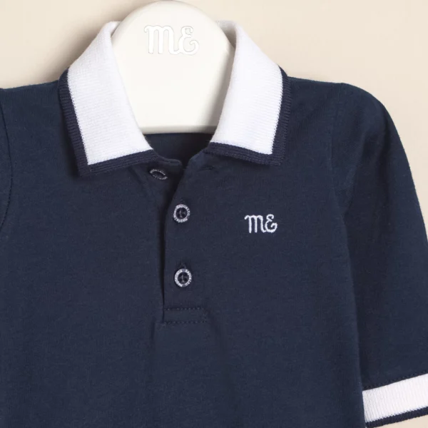 Body polito de algodón con cuello y puños tejidos