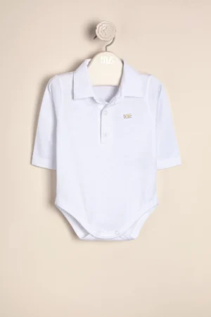 Body polito de algodón con cuello polo y dije con logo Cirilo