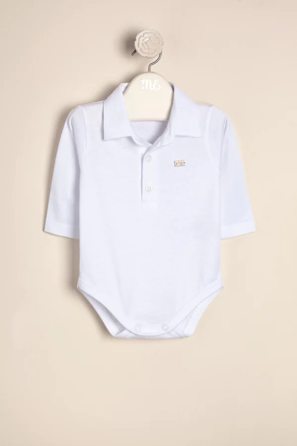 Body polito de algodón con cuello polo y dije con logo Cirilo