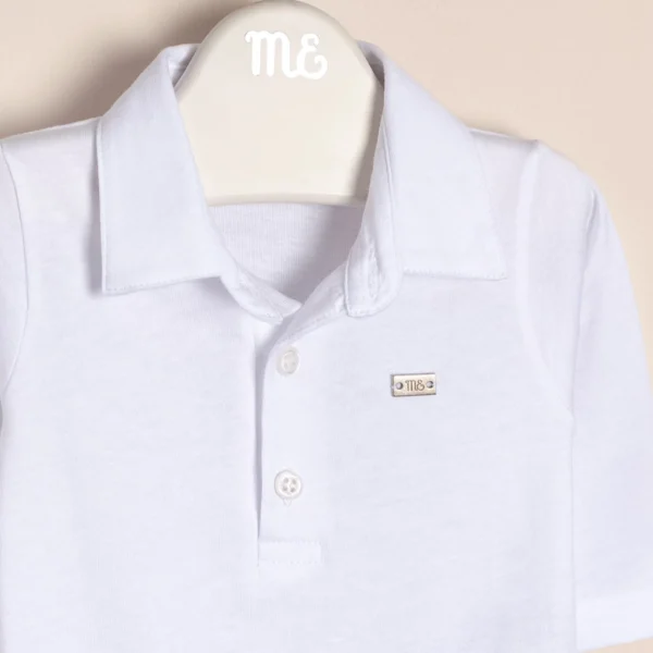 Body polito de algodón con cuello polo y dije con logo Cirilo
