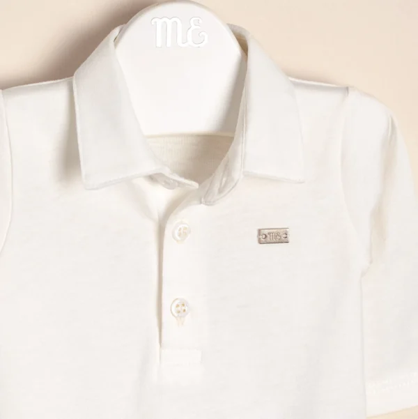 Body polito de algodón con cuello polo y dije con logo Cirilo