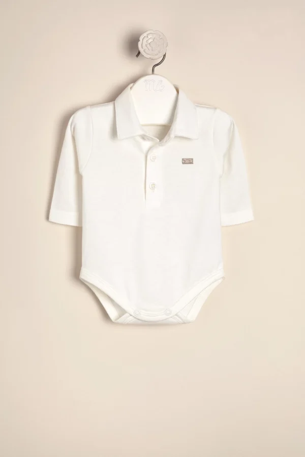 Body polito de algodón con cuello polo y dije con logo Cirilo