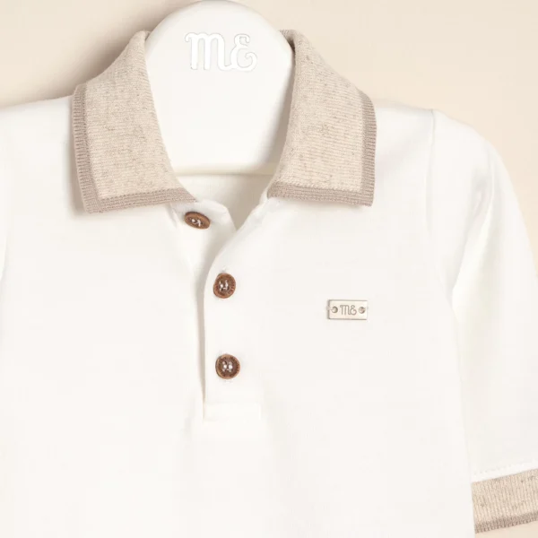 Body polito de interlock Pima con cuello y puños tejidos Tomy