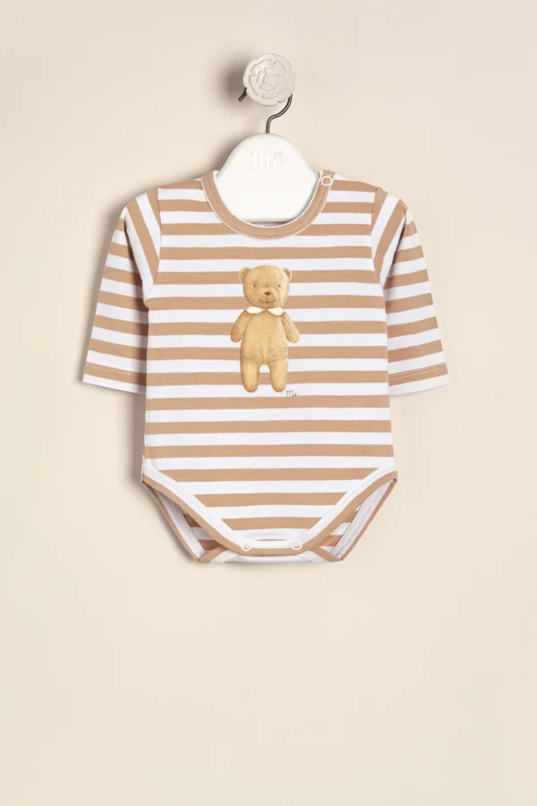 Body de algodón rayado estampado Oso Simón