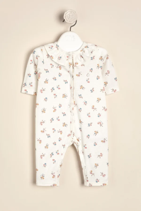 Enterito de jersey de algodón liberty abierto adelante con cuello volado Lilí