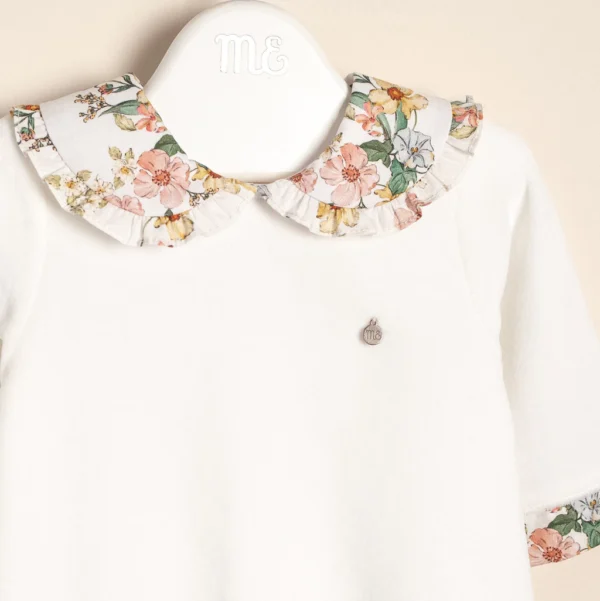 Enterito de plush de algodón con cuello combinado con estampado Poupée