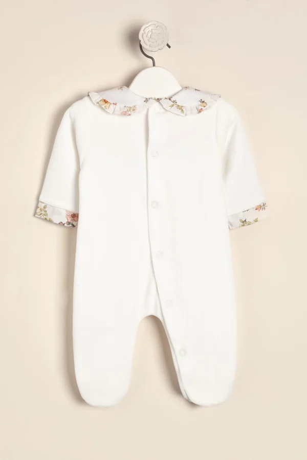 Enterito de plush de algodón con cuello combinado con estampado Poupée