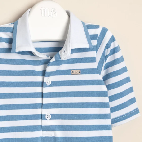 Enterito de algodón rayado con cuello combinado Felix