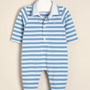 Enterito de algodón rayado con cuello combinado Felix