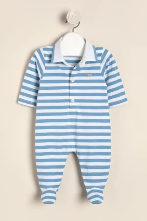 Enterito de algodón rayado con cuello combinado Felix