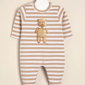 Enterito de algodón rayado estampado Oso Simón