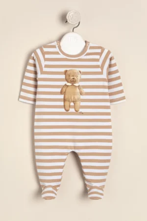 Enterito de algodón rayado estampado Oso Simón