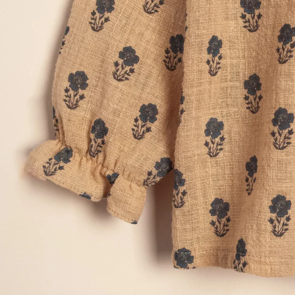 Blusa de gasa estampada Beige and blue